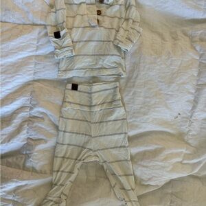 Striped Cream and Gray Baby Outfit